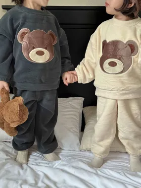 Kids Cute Teddy Warm Loungewear Outfit Set