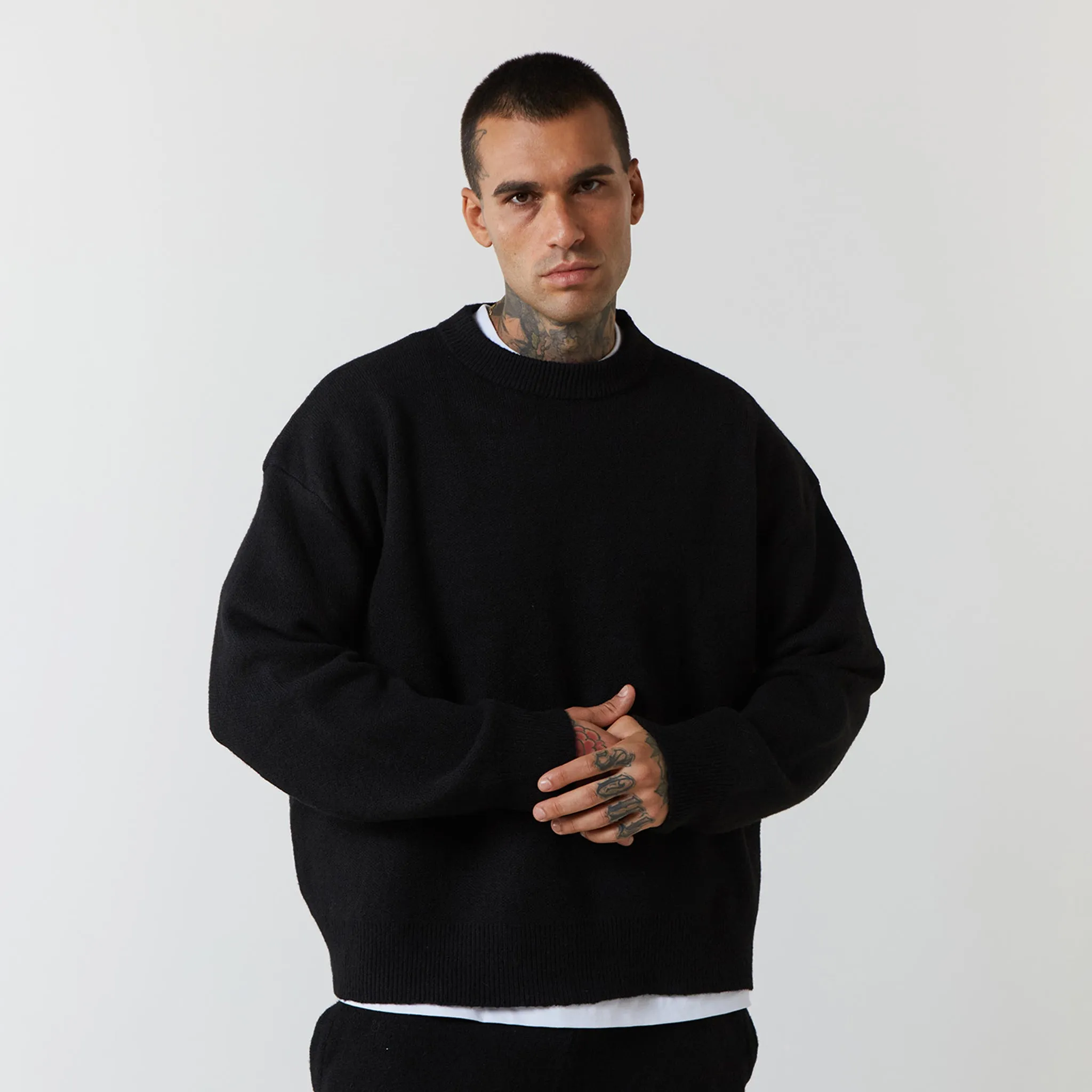 Knitted Crewneck Set | Black