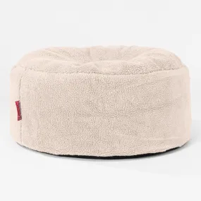 Large Round Pouffe - Teddy Faux Fur Cream