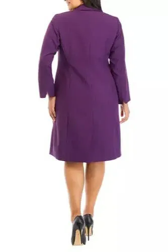 Le Suit Crepe Long Coat Sheath Dress (Plus Size) - Wholesale