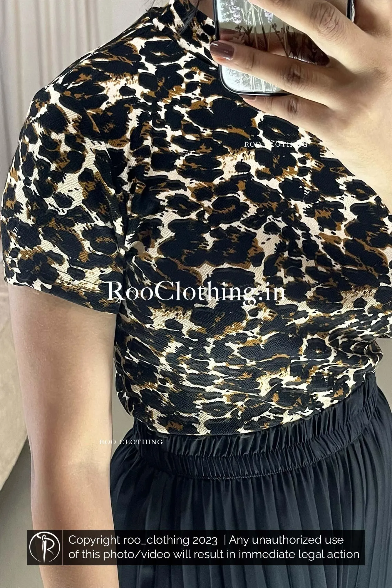 Leopard Printed Half Sleeve Top Only