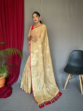 Light Yellow Saree in Cotton Silk