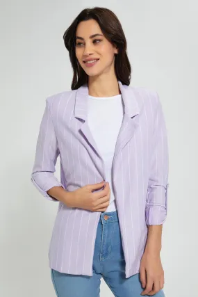 Lilac Stripe Rolled Up Sleeve Jacket