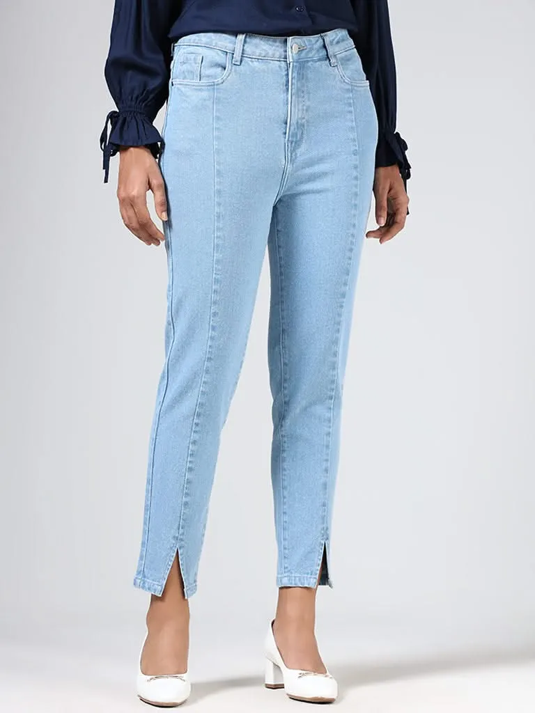 LOV Light Blue Slim - Fit Mid - Rise Jeans