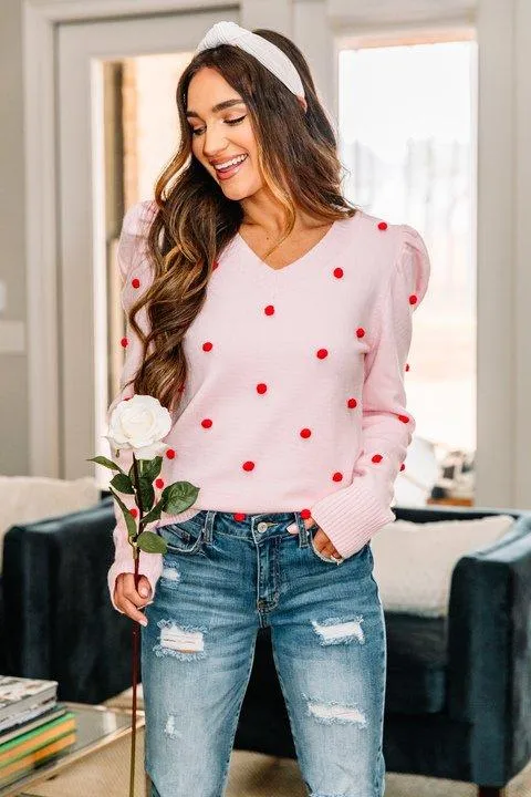 Love Lingers Pink Pompom Sweater