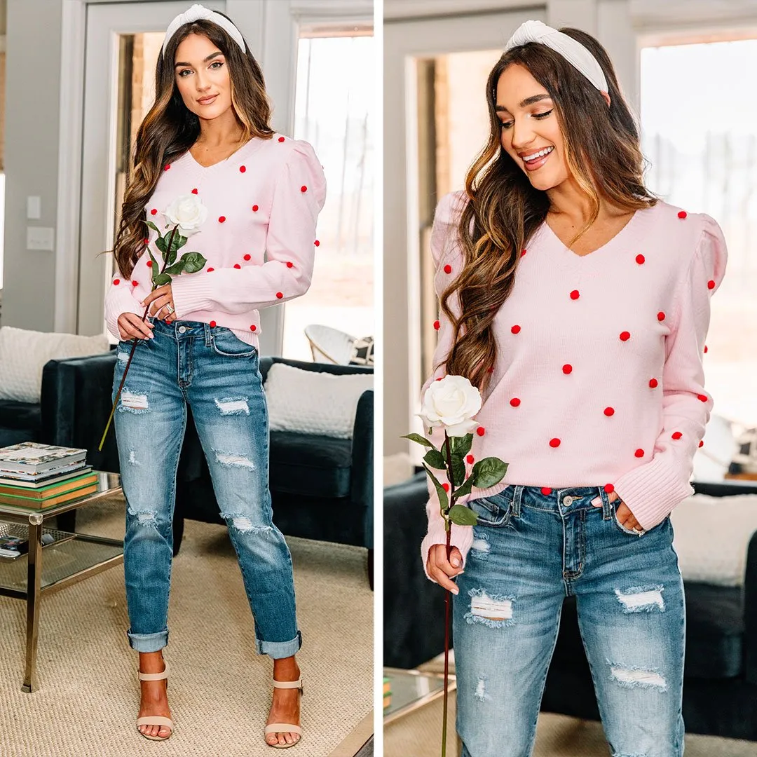 Love Lingers Pink Pompom Sweater