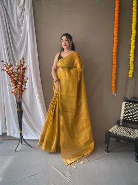 Luxor Gold Saree in Tissue Woven Silk