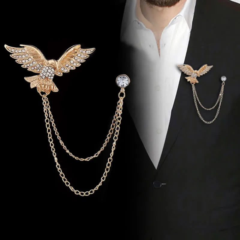 Men's Flying Eagle Chain Brooch