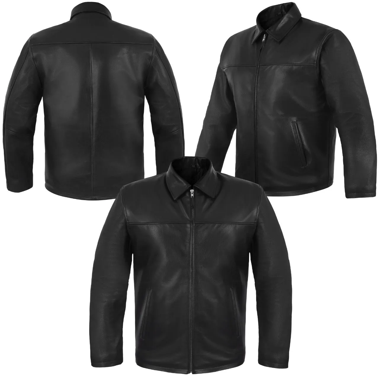 Mens Leather Jacket Casual Stylish Genuine Cowhide Leather Coat