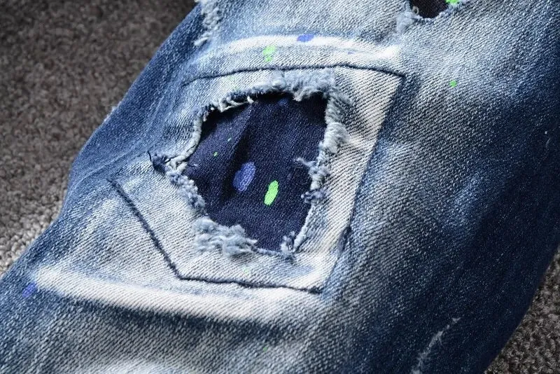 Men's Monster Eyes Distressed Denim Jeans