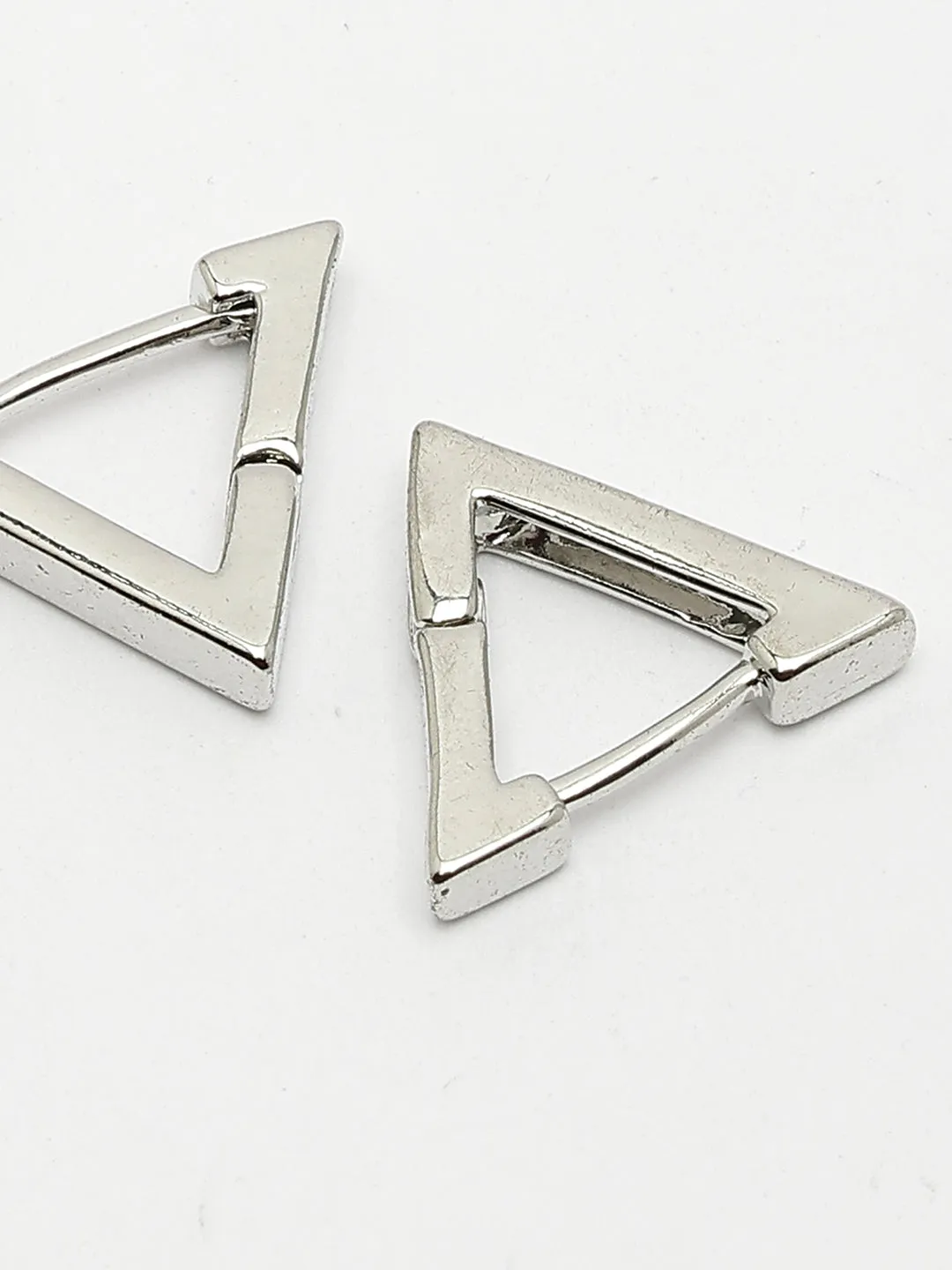 Men's Silver-Plated Geometric Shape Stainless Steel Studs Earring - NVR