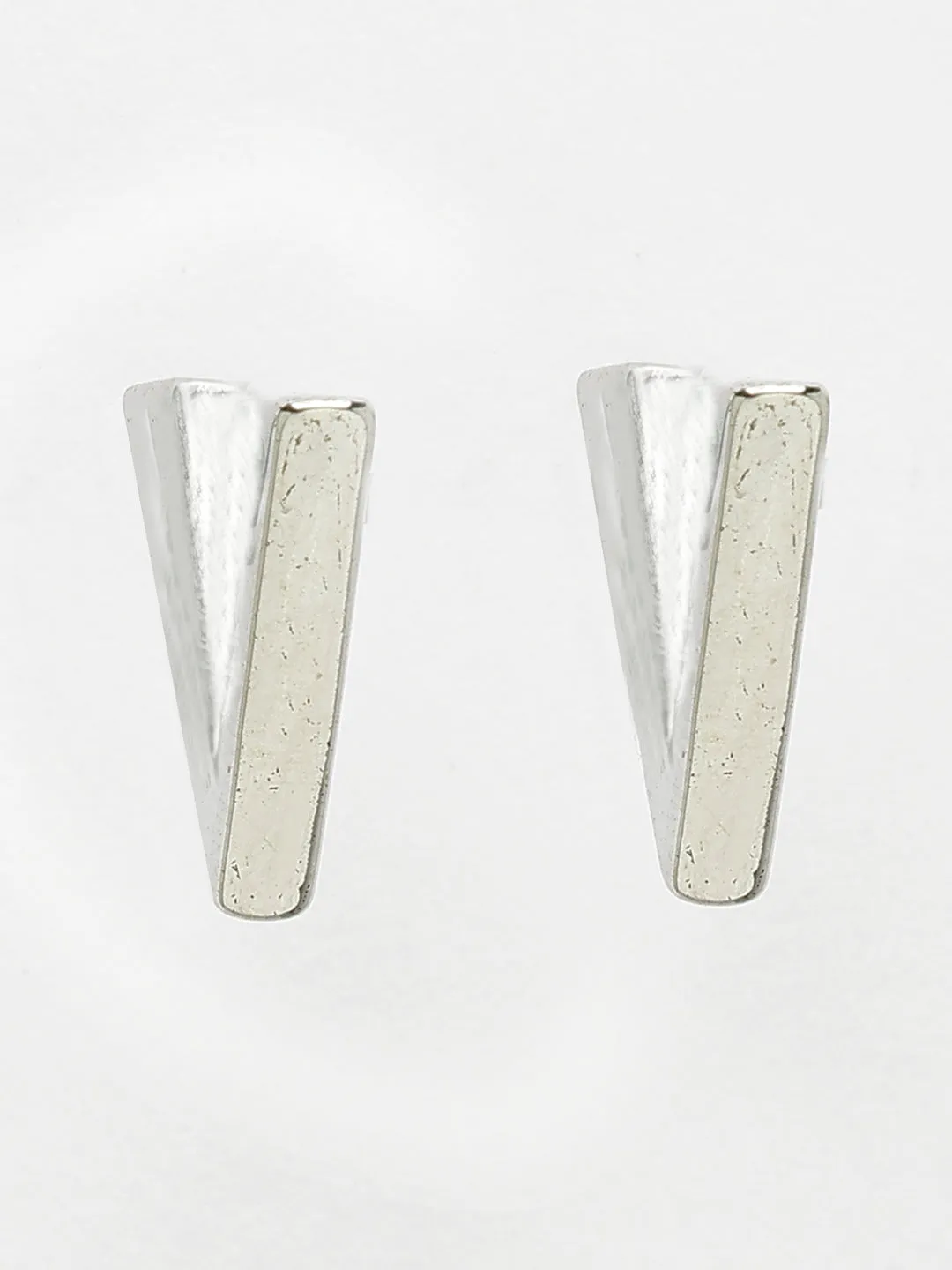 Men's Silver-Plated Geometric Shape Stainless Steel Studs Earring - NVR