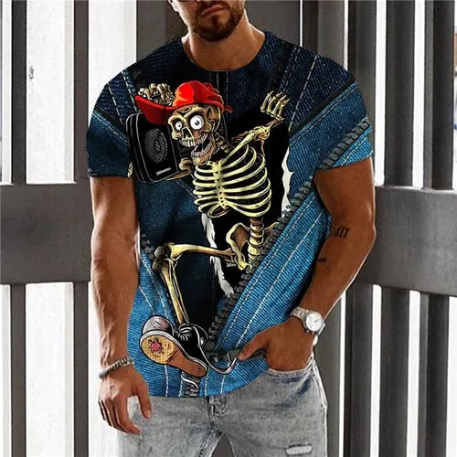 Men's Vintage Graphic Skull Theme T-Shirt