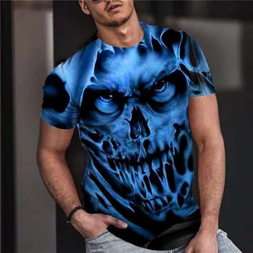 Men's Vintage Graphic Skull Theme T-Shirt