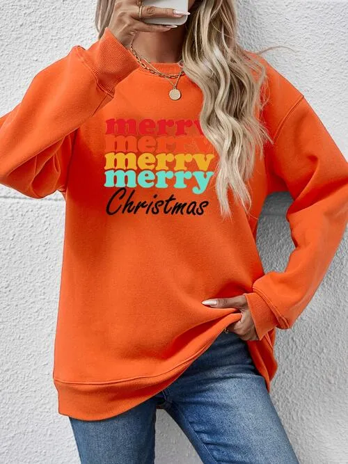 MERRY CHRISTMAS Graphic Long Sleeve Sweatshirt