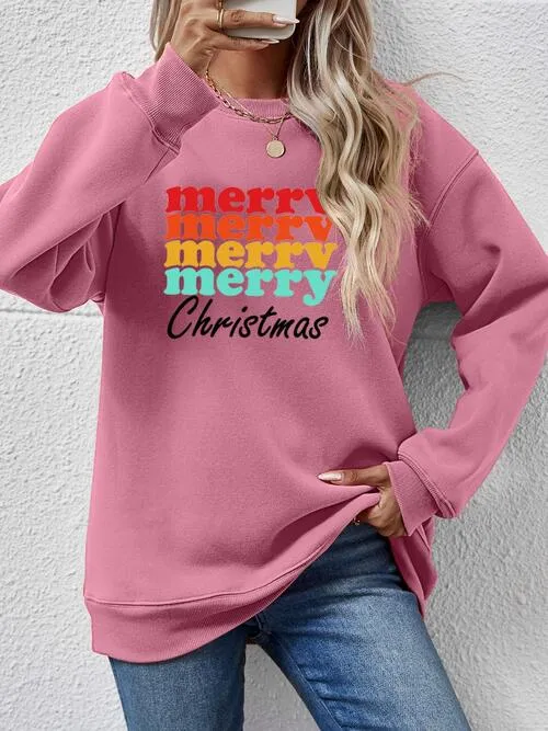 MERRY CHRISTMAS Graphic Long Sleeve Sweatshirt