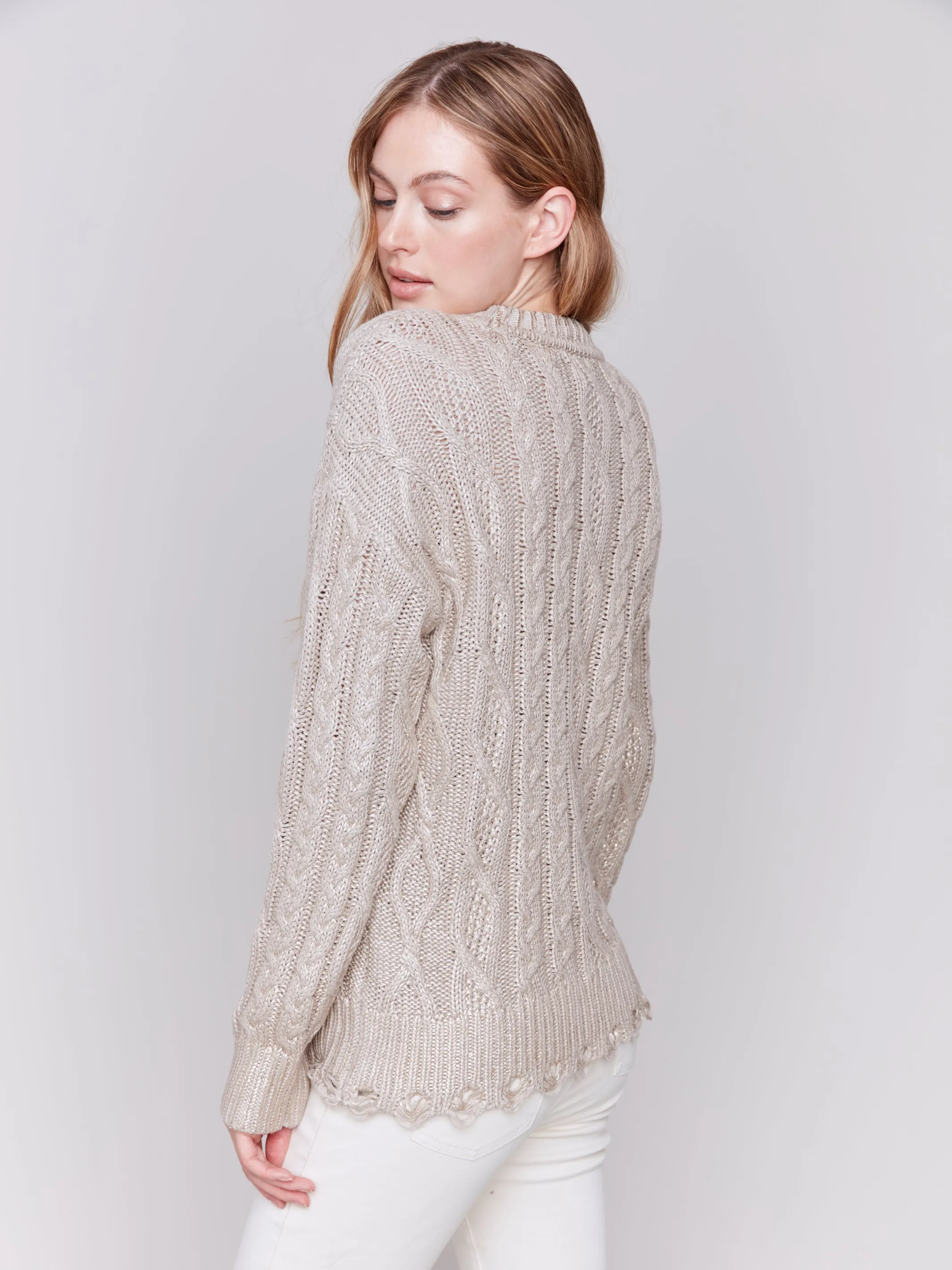 Metallic Cable Knit Sweater