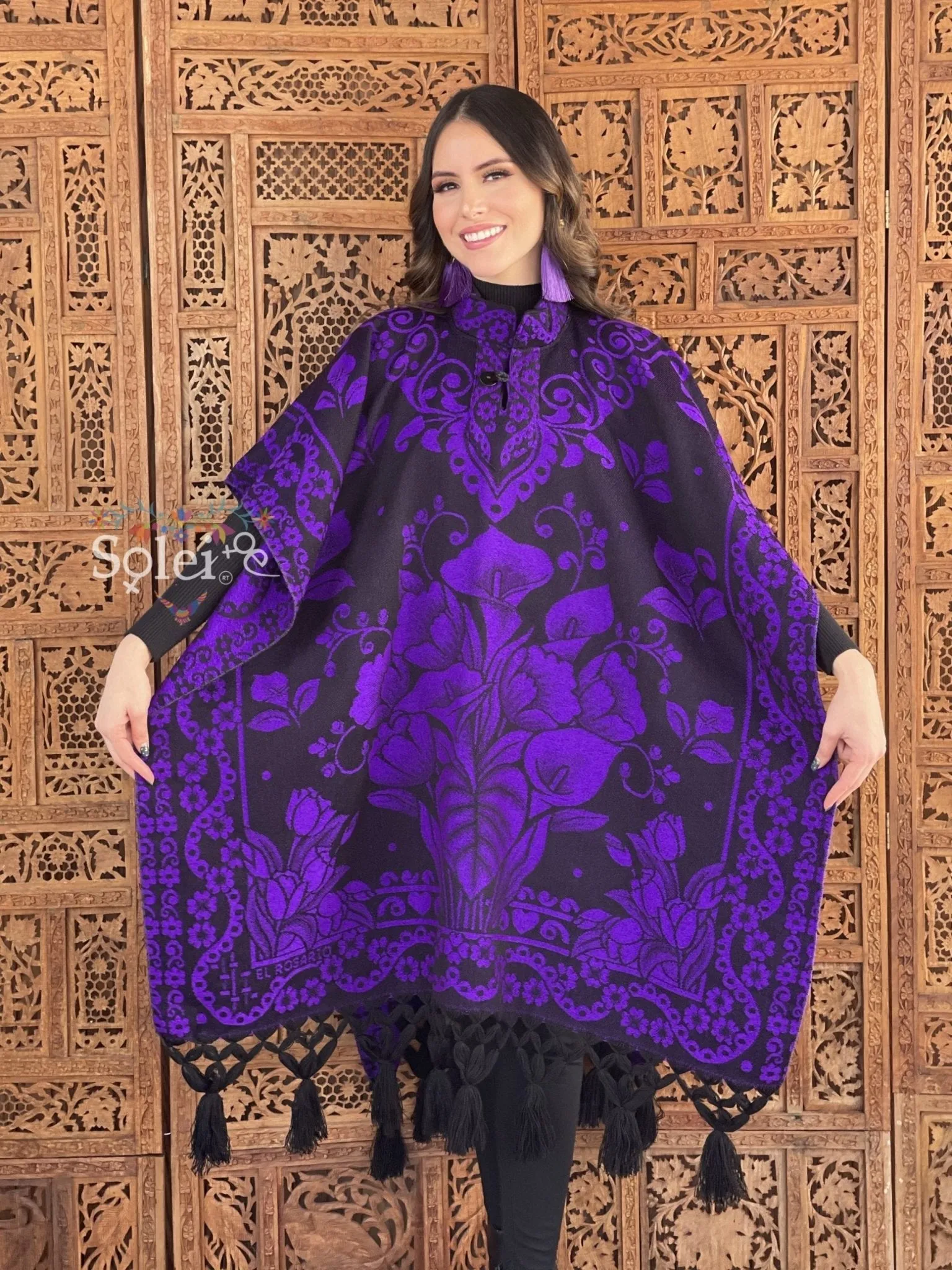 Mexican Traditional Calla Lily Poncho. Gaban Alcatraz Fino.