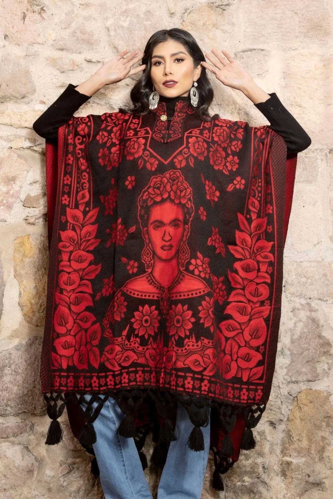 Mexican Traditional Frida Kahlo Poncho. Gaban Frida Kahlo.