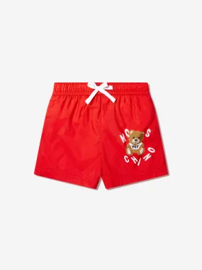 Moschino Boys Teddy Logo Swim Shorts in Red