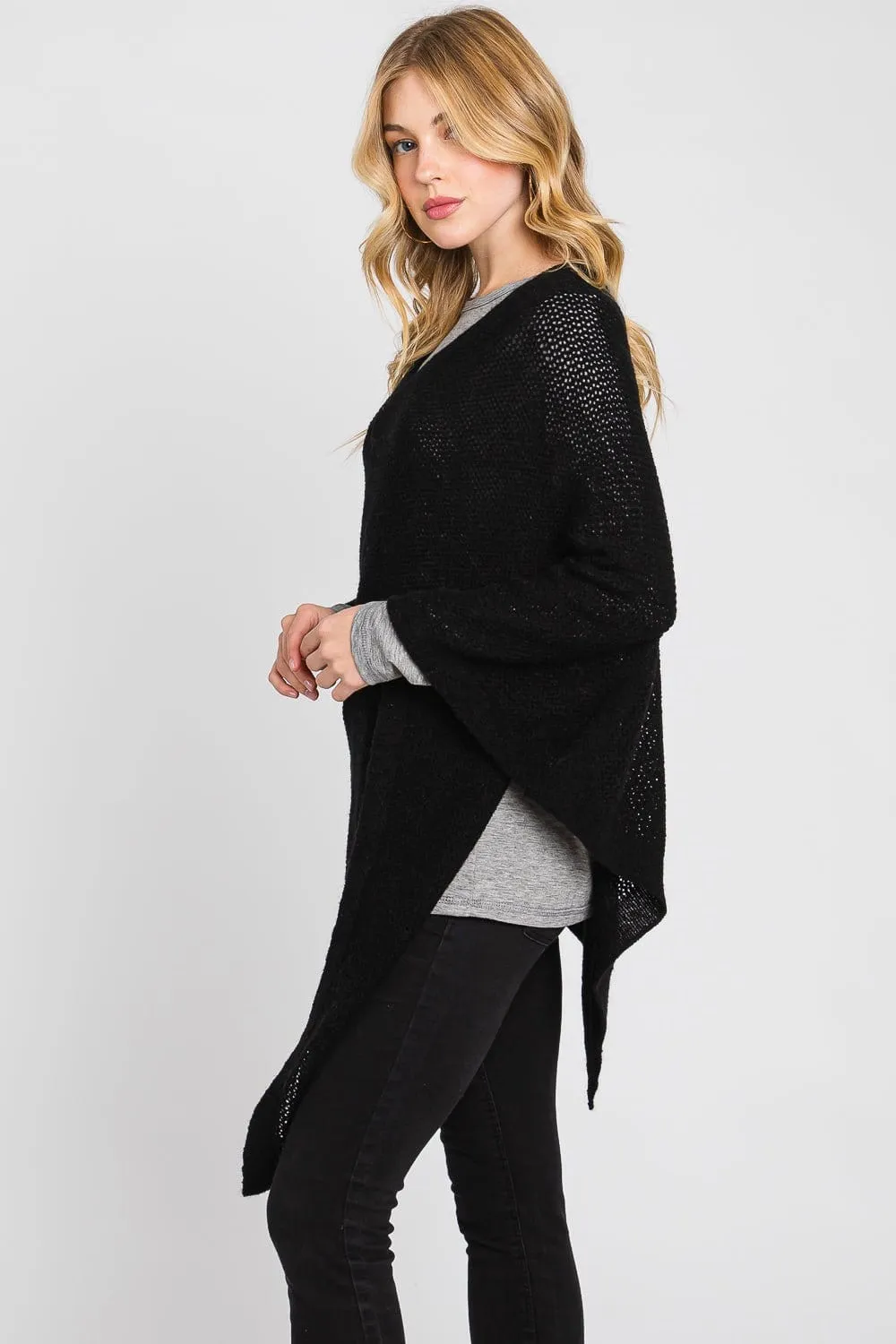 MS0335 Solid Loose Knit Poncho