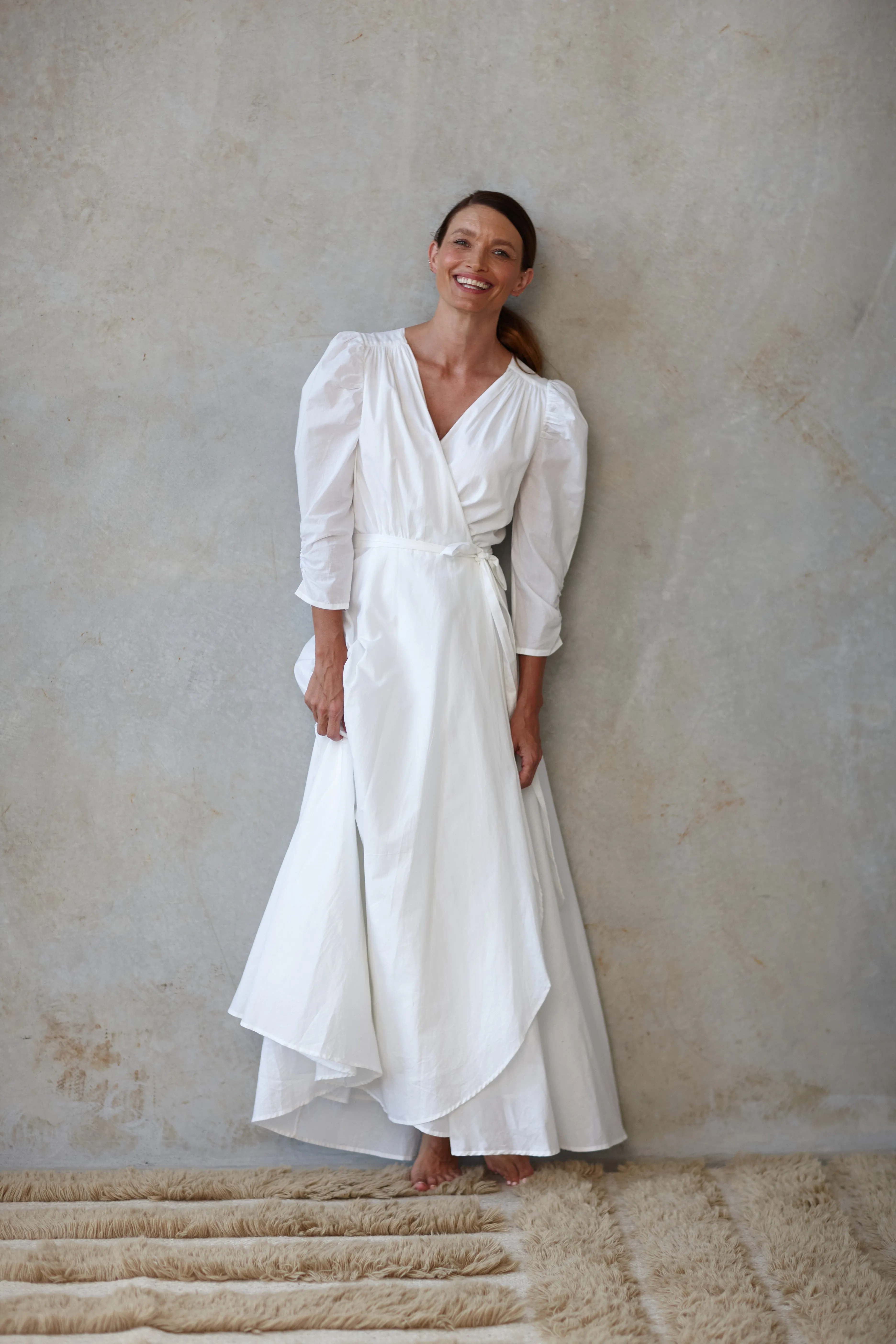 Muscari Wrap Dress in White