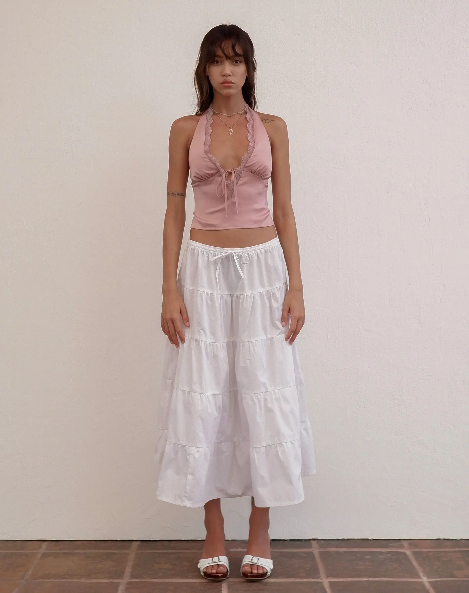 Mutsuki Halterneck Top in Satin Pink