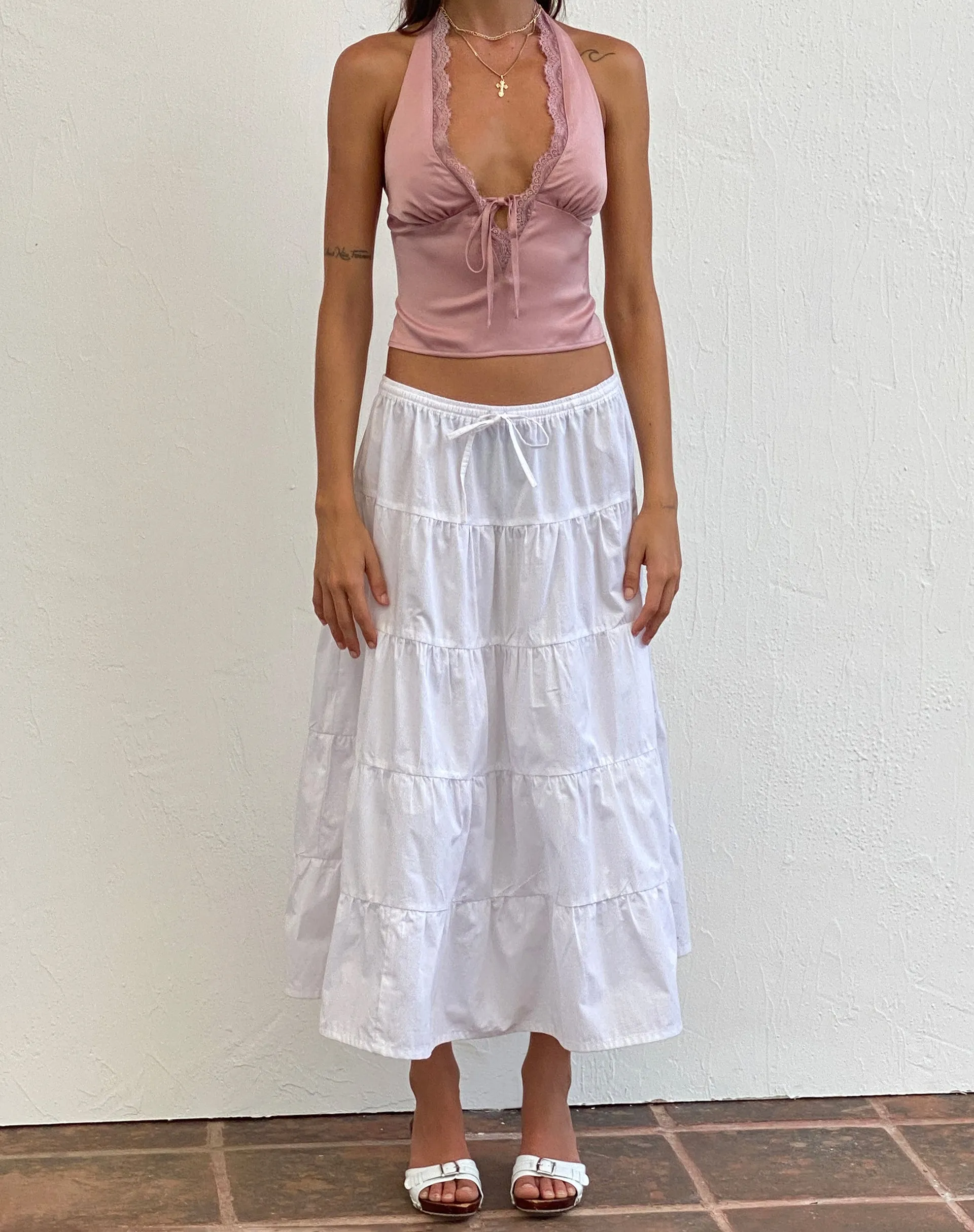 Mutsuki Halterneck Top in Satin Pink