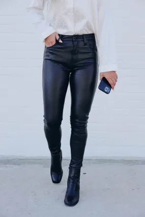 Natalie Skinny Leather Pants - Black