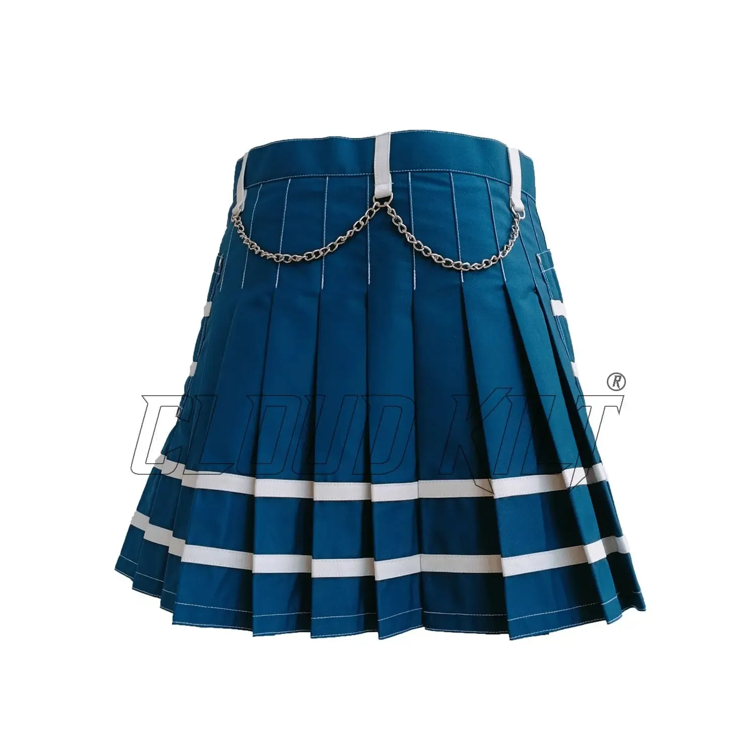 Navy Blue With White Women Utility Fashion Kilt