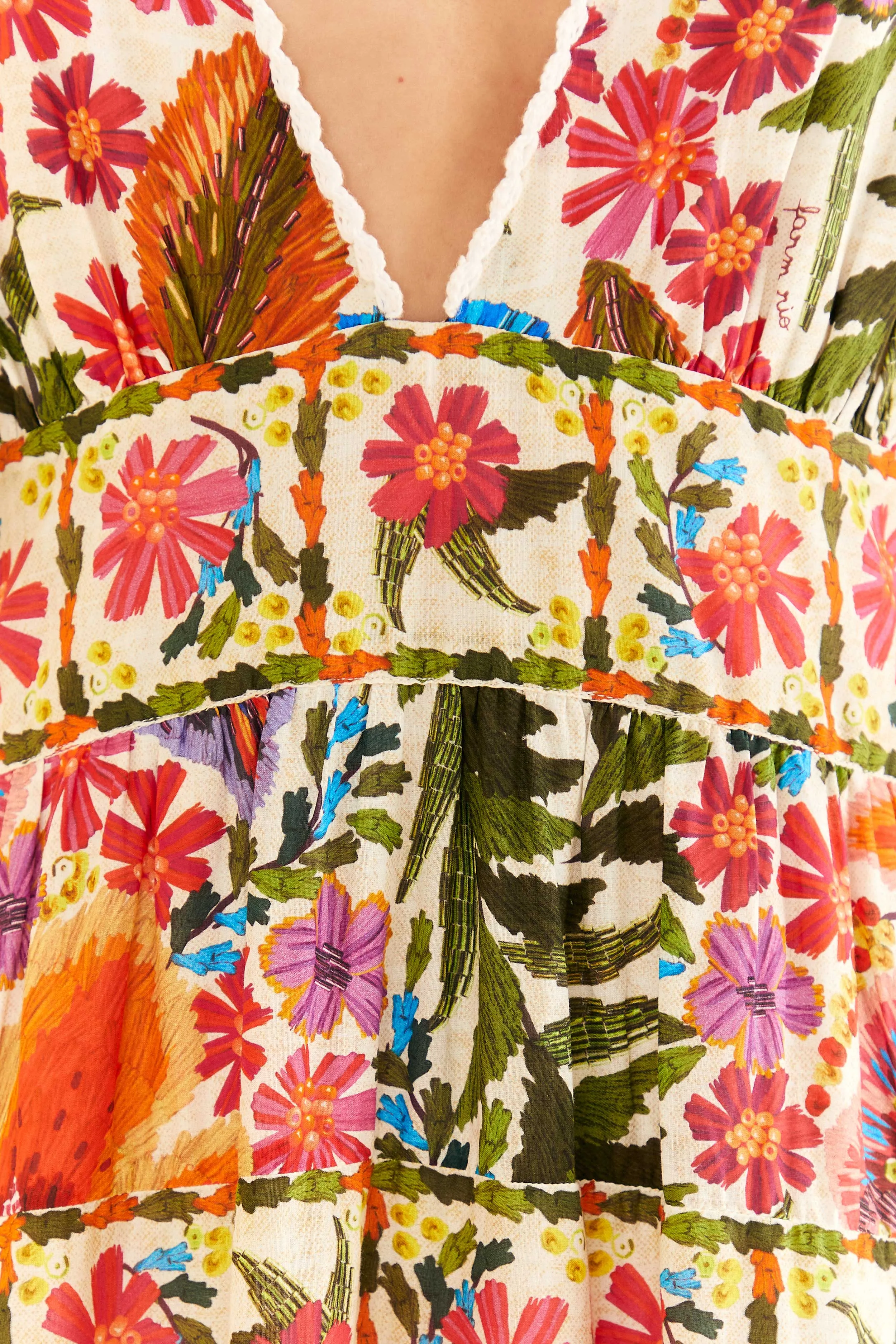 Off-White Tropical Yard Sleeveless Midi Dress