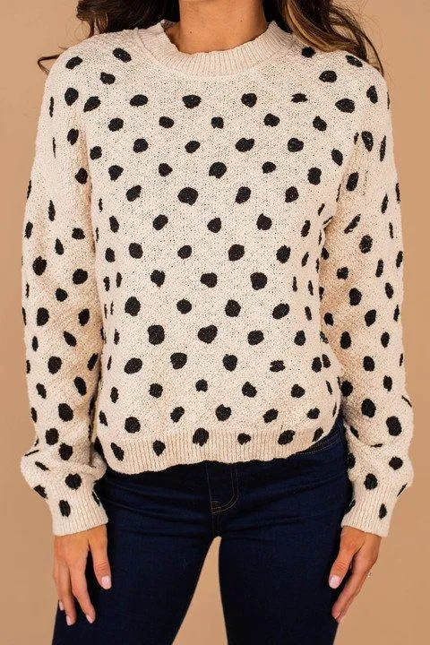 On The Way White Polka Dot Sweater