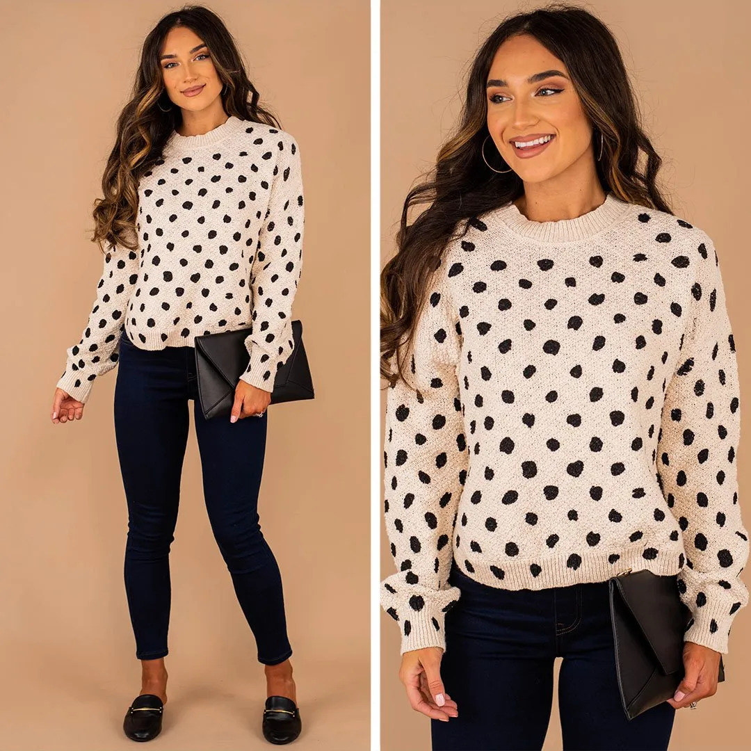 On The Way White Polka Dot Sweater