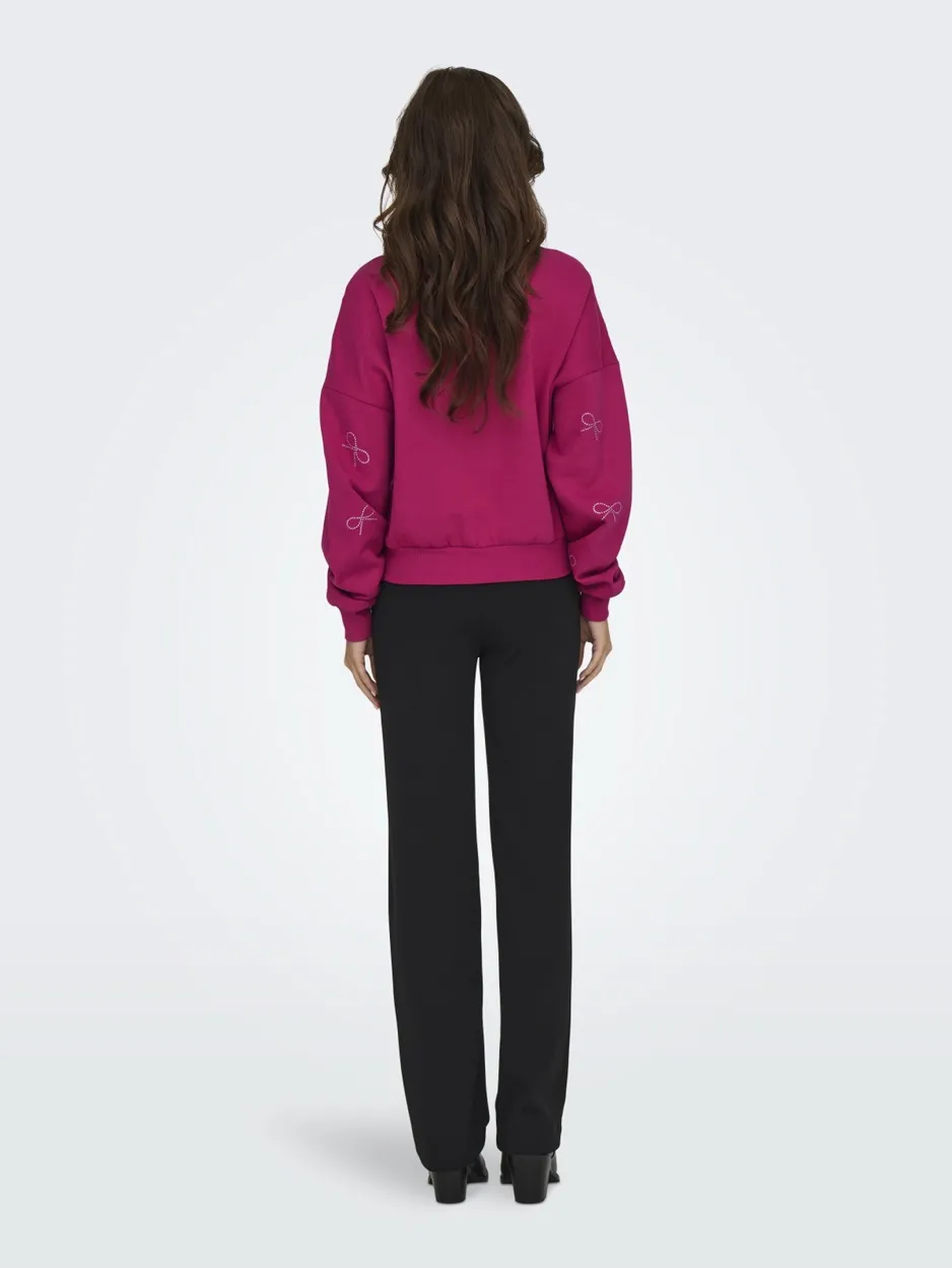 Onlberit L/s O-neck Swt - Fuchsia