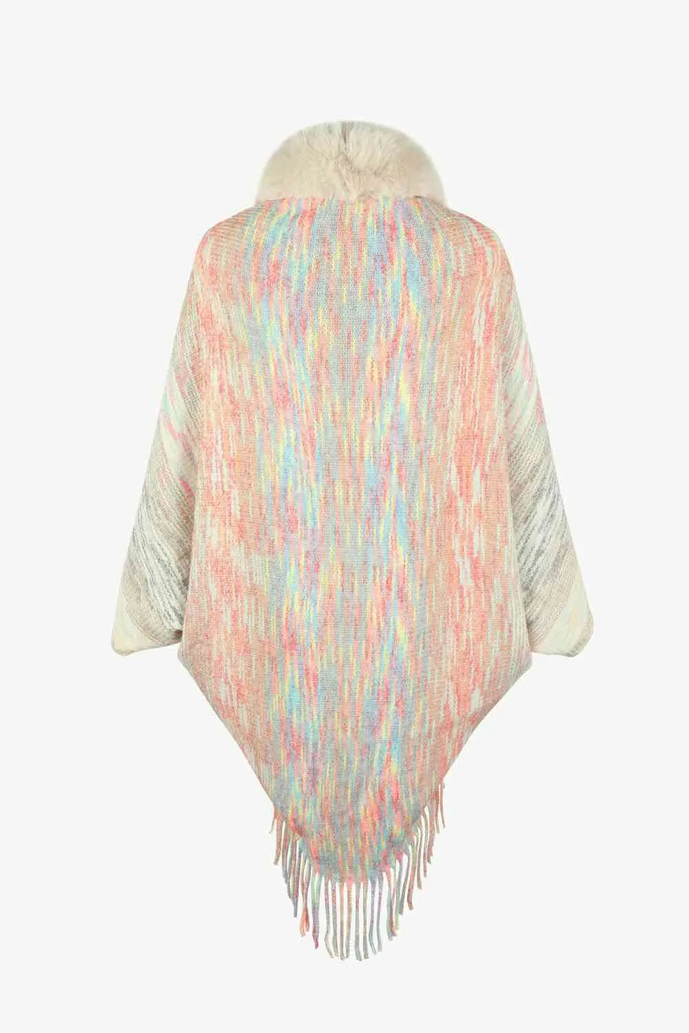 Open Front Fringe Hem Poncho