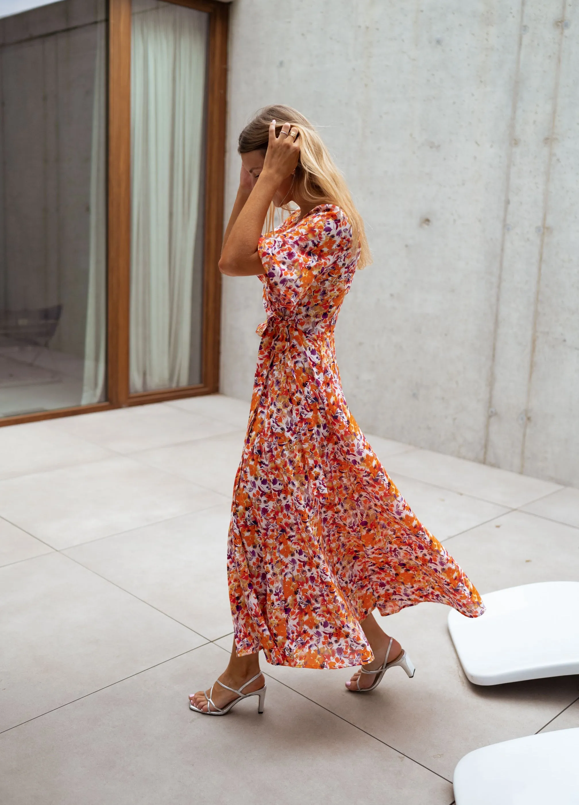 Orange Floral Asma Dress