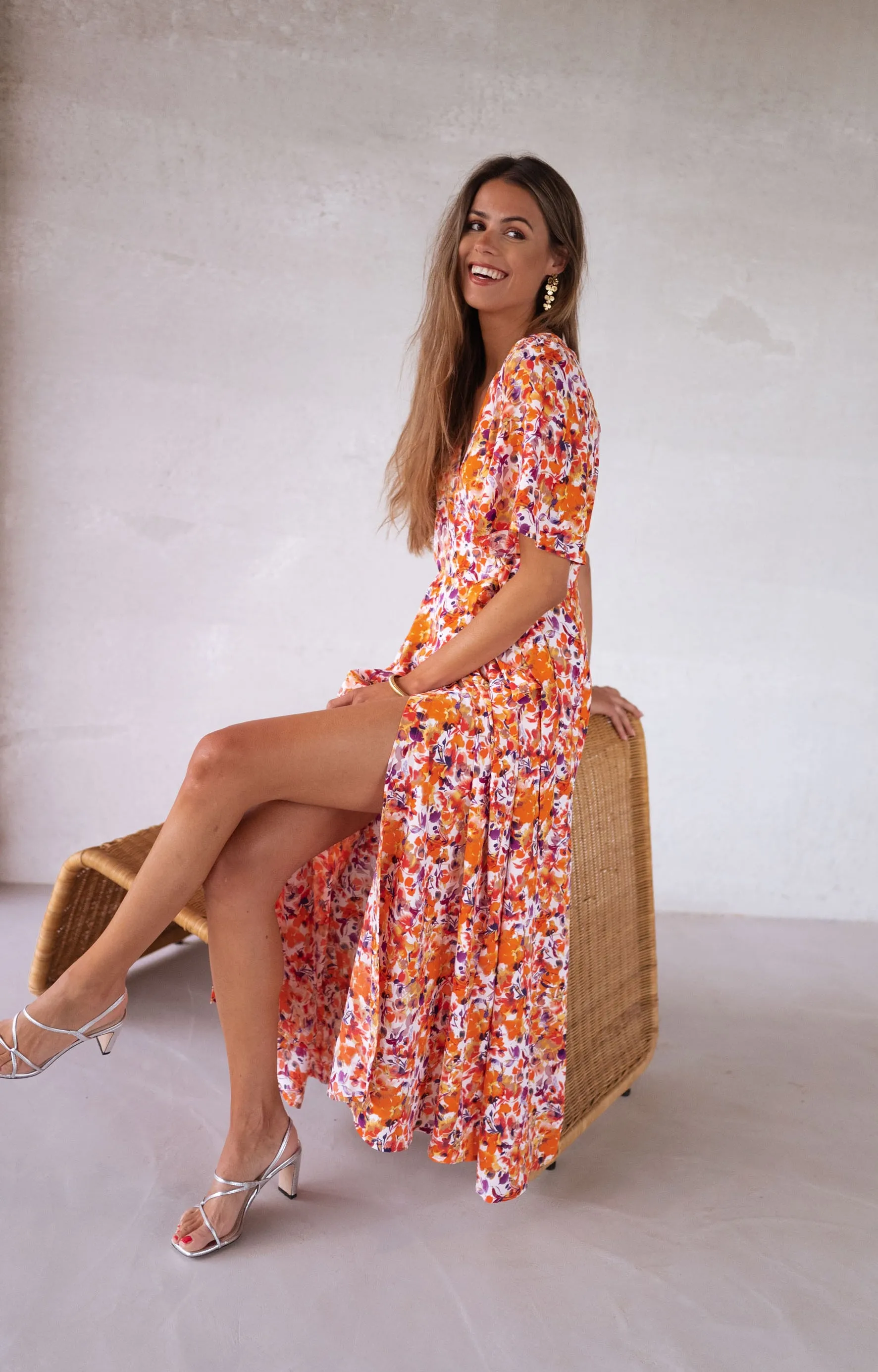 Orange Floral Asma Dress