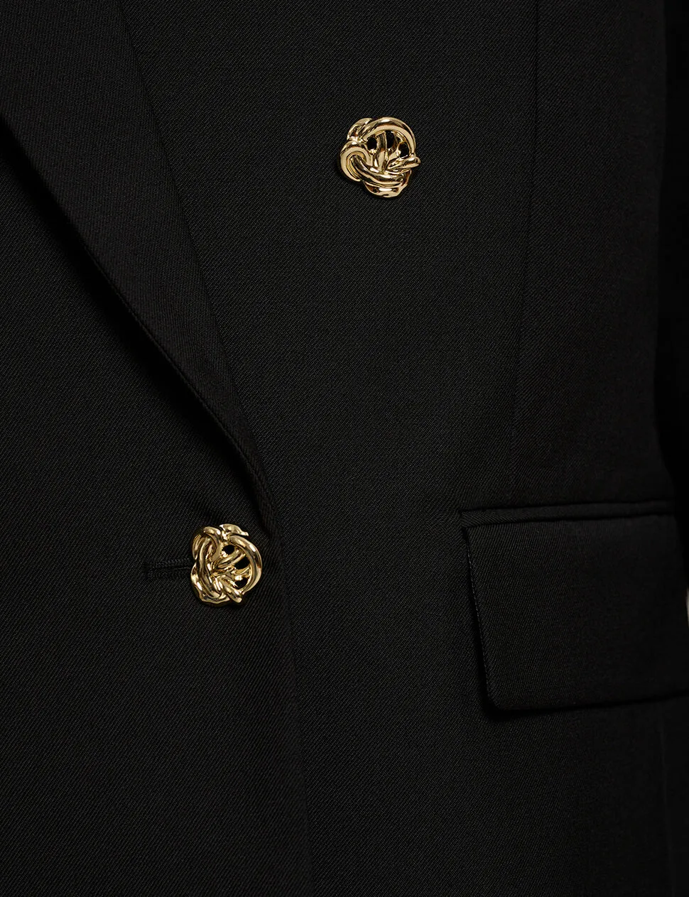 Oversized Wool-Twill Gold-Button Blazer