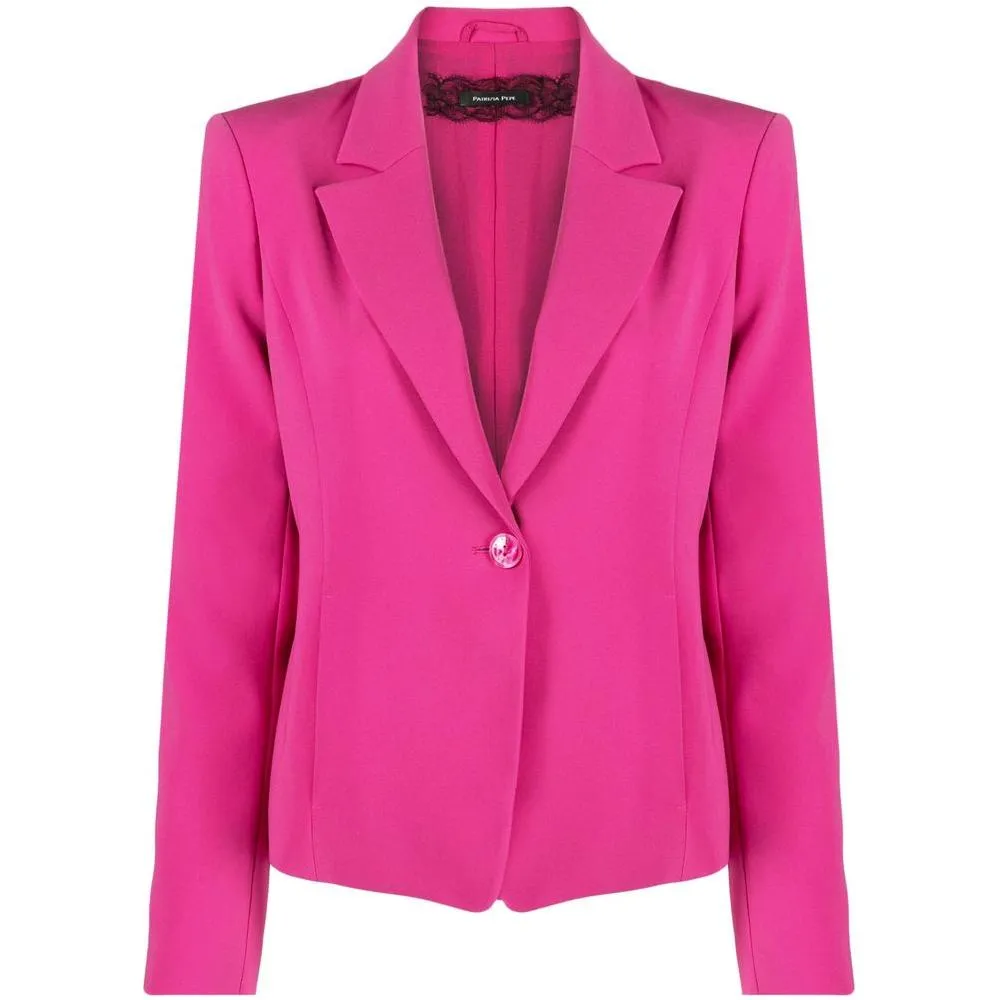 Patrizia Pepe Fuchsia One-Button Stretchy Chic Blazer