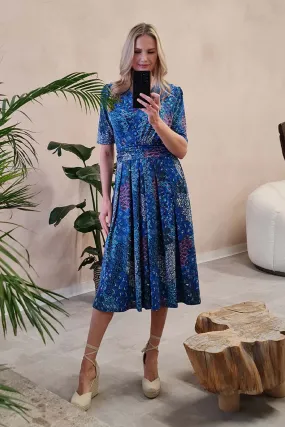 Peacock Print Wrap Front Dress