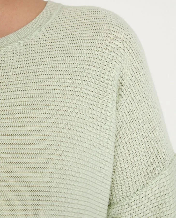 Pear Slash Neck Ribbed Sweater