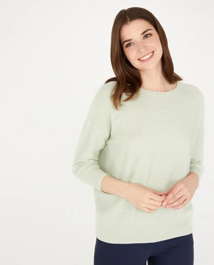 Pear Slash Neck Ribbed Sweater