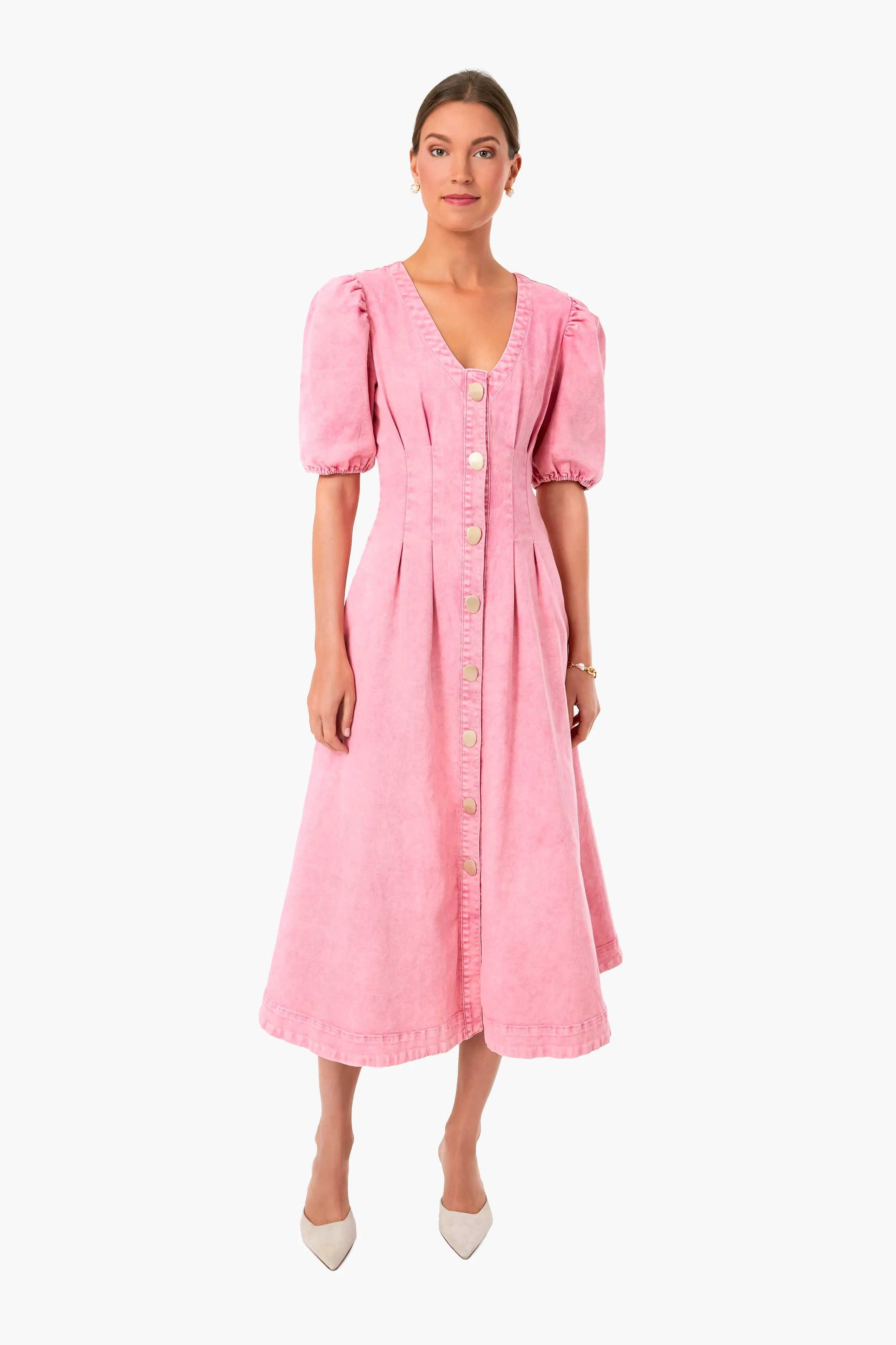 Pink Denim Madeline Midi Dress