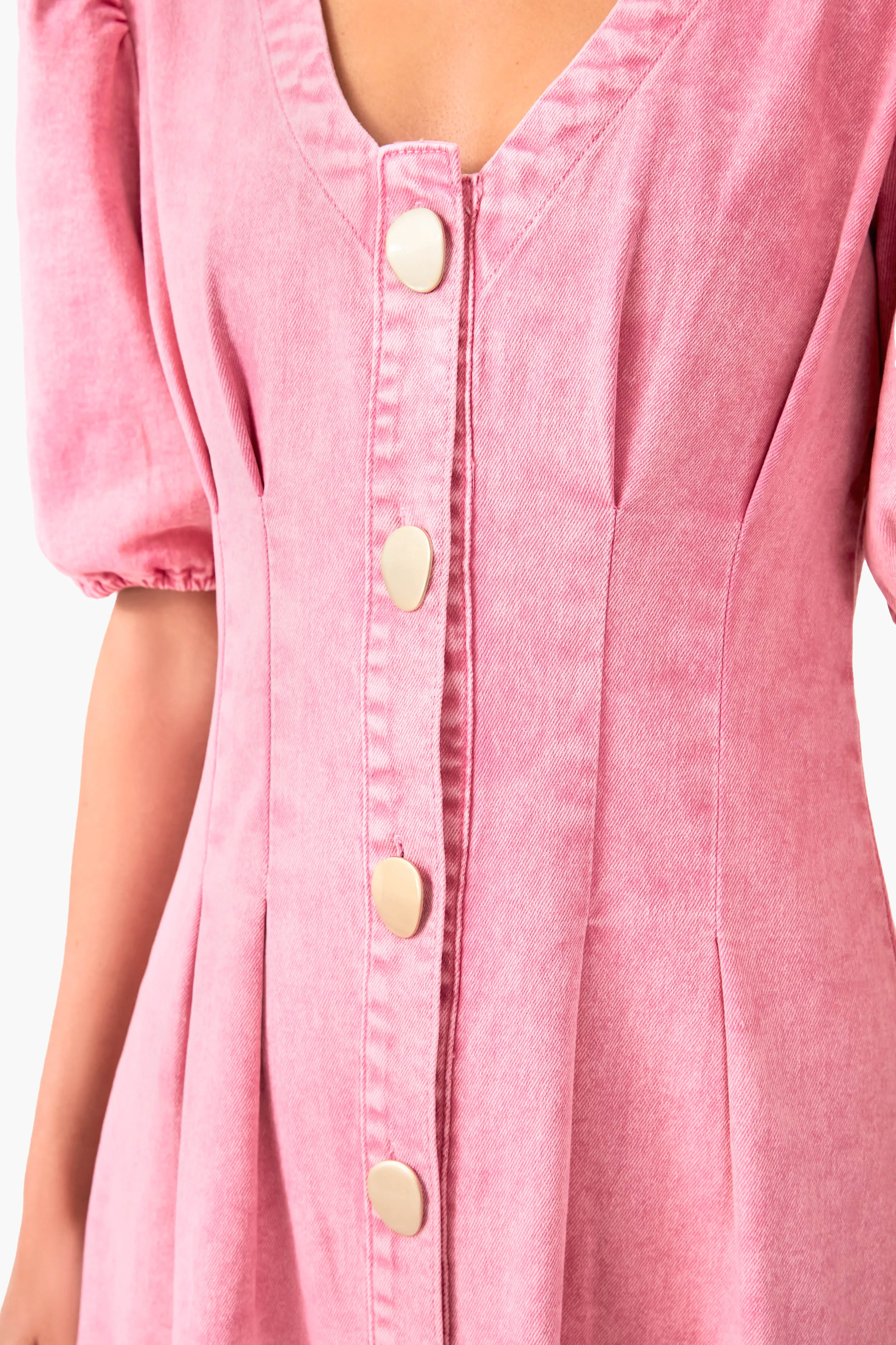 Pink Denim Madeline Midi Dress