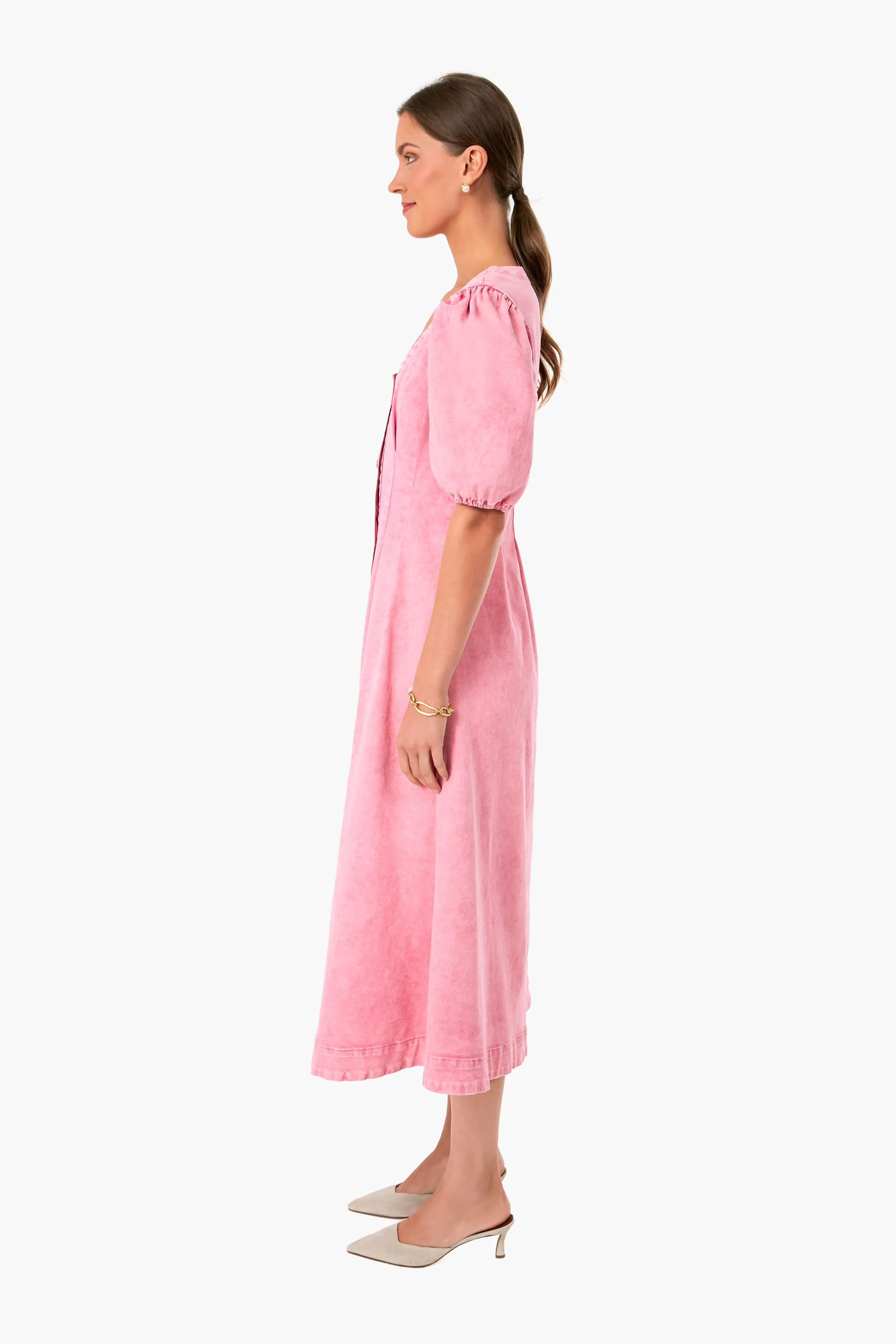 Pink Denim Madeline Midi Dress