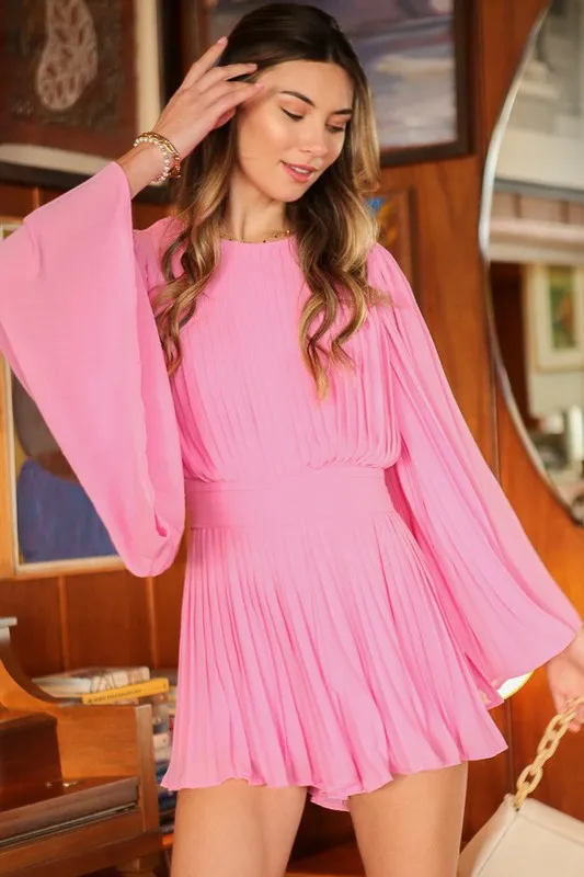 Pink Shirring Bell Line Romper