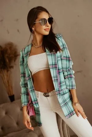 Plaid Open Front Blazer