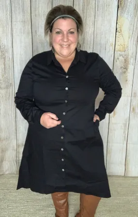 Poplin High Low Shirt Dress