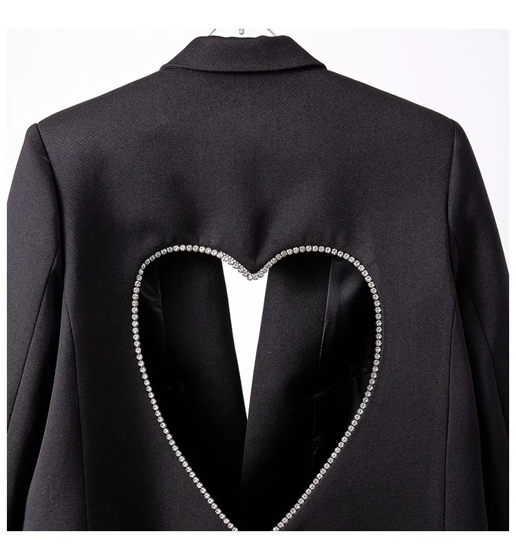 Pre Order:  Open Back Heart Diamonds Blazer