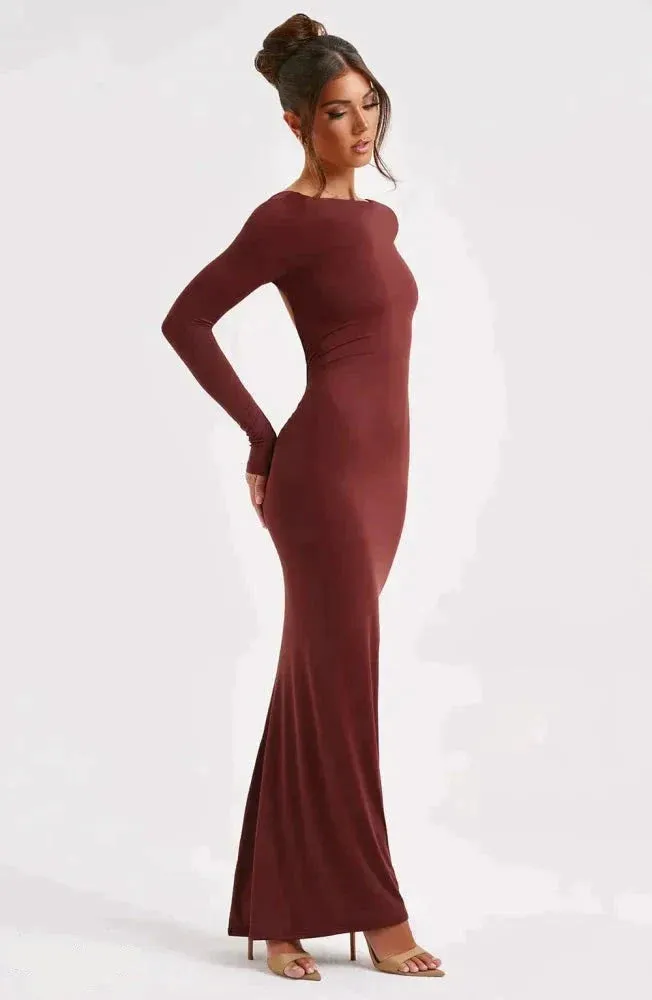 Presley - Plunging Neckline Maxi Dress